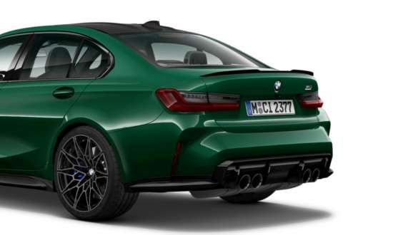 Design da traseira, BMW M3 Competition Berlina, cor exterior branco Frozen Brilliant metalizada, G80, 2020 BMW M3 Competition Berlina, G80, 2020, cor exterior branco Frozen Brilliant metalizada, vista traseira