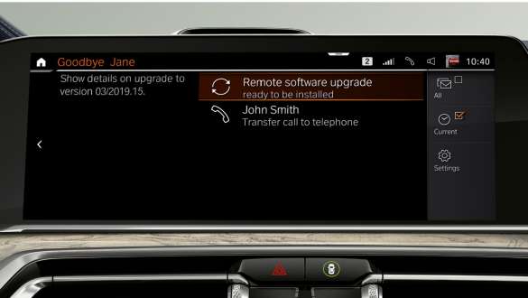 Tela do BMW X7 em tela de atualização autônoma de software Tela do BMW X7 em tela de atualização autônoma de software