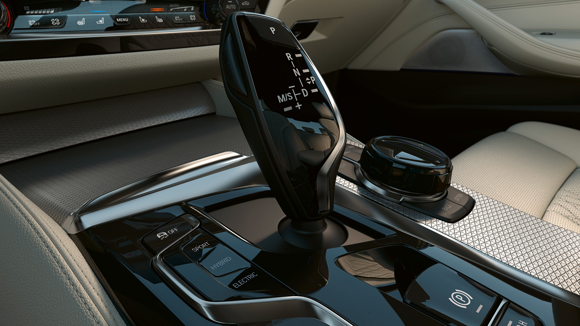 Elementos de controlo, BMW Série 5 Sedã, G30 Elementos de controlo em preto brilhante, BMW Série 5 Sedã, G30, atualização, 2020, interior
