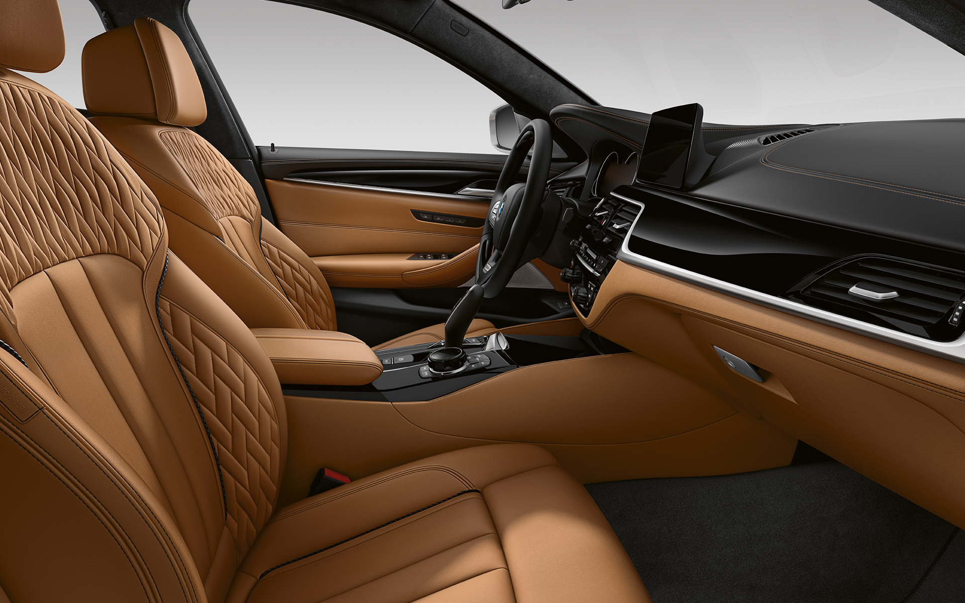 BMW Série 5 Sedã G30 com Cores Remodeladas, 2020, interior em couro BMW Individual 'Merino' Caramel BMW Série 5 Sedã G30 com Cores Remodeladas, 2020, interior em couro BMW Individual 'Merino' Caramel