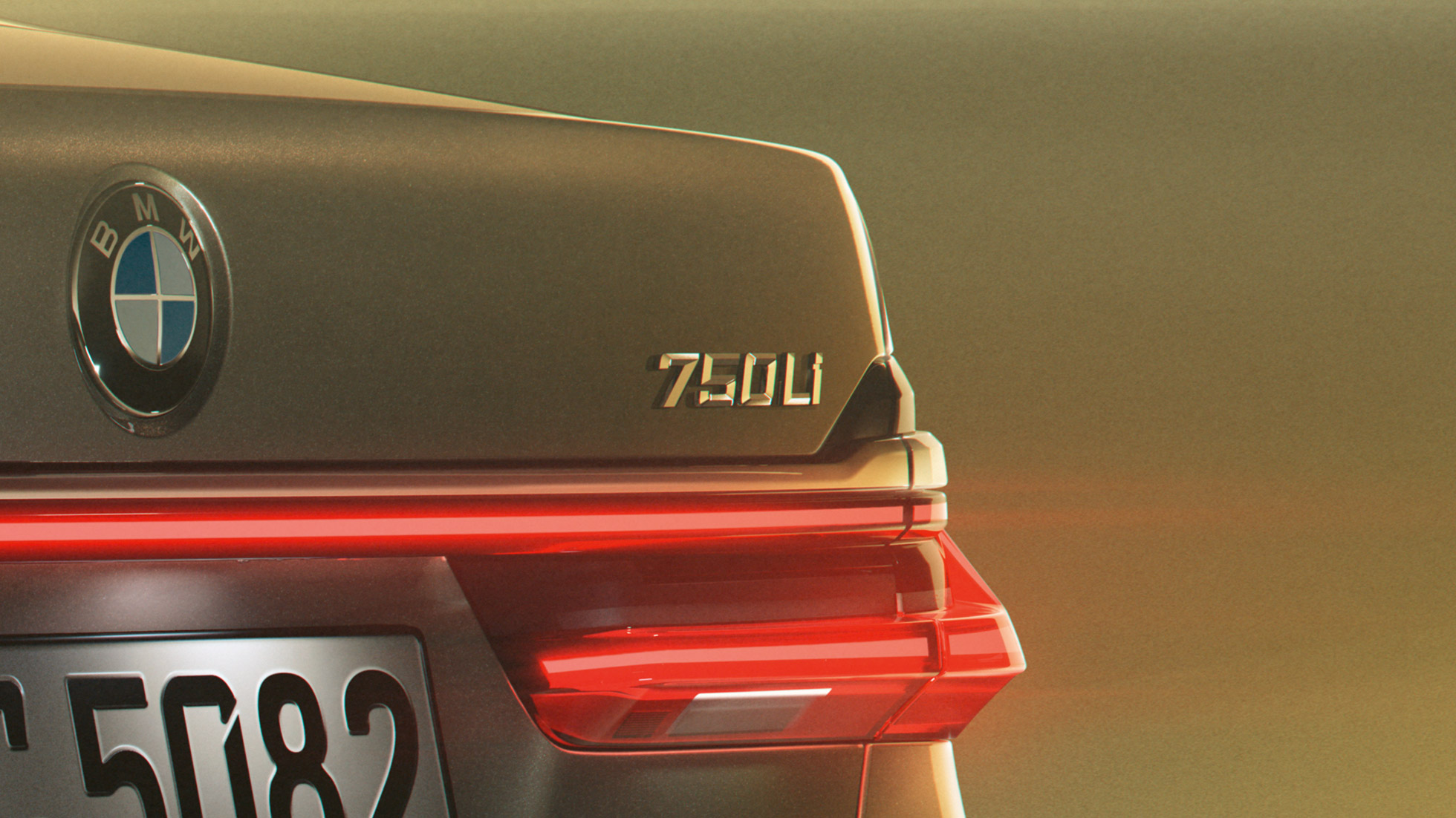 Emblema do BMW Série 7 Sedan 750Li BMW Série 7 Sedan: foto em close-up do emblema 750Li na traseira