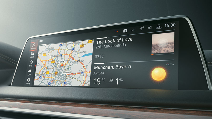 Interior de um BMW Série 7 na cor bege Interior de um BMW Série 7 na cor bege
