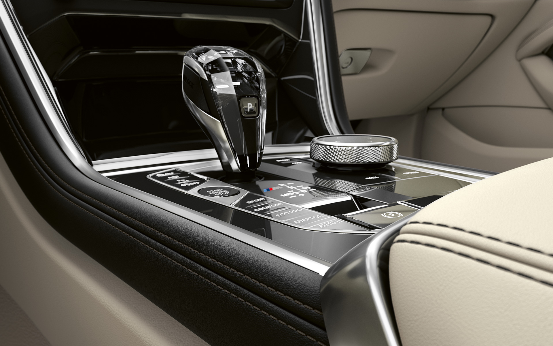 Console central do BMW Série 8 Coupé Foto em closeup do console central do BMW Série 8 Coupé.