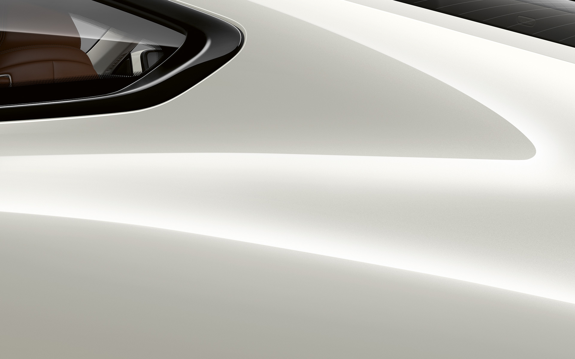 Coluna traseira de sustentação do BMW Série 8 Coupé Foto em closeup da coluna traseira de sustentação do BMW Série 8 Coupé, na tonalidade Mineral White metálica.