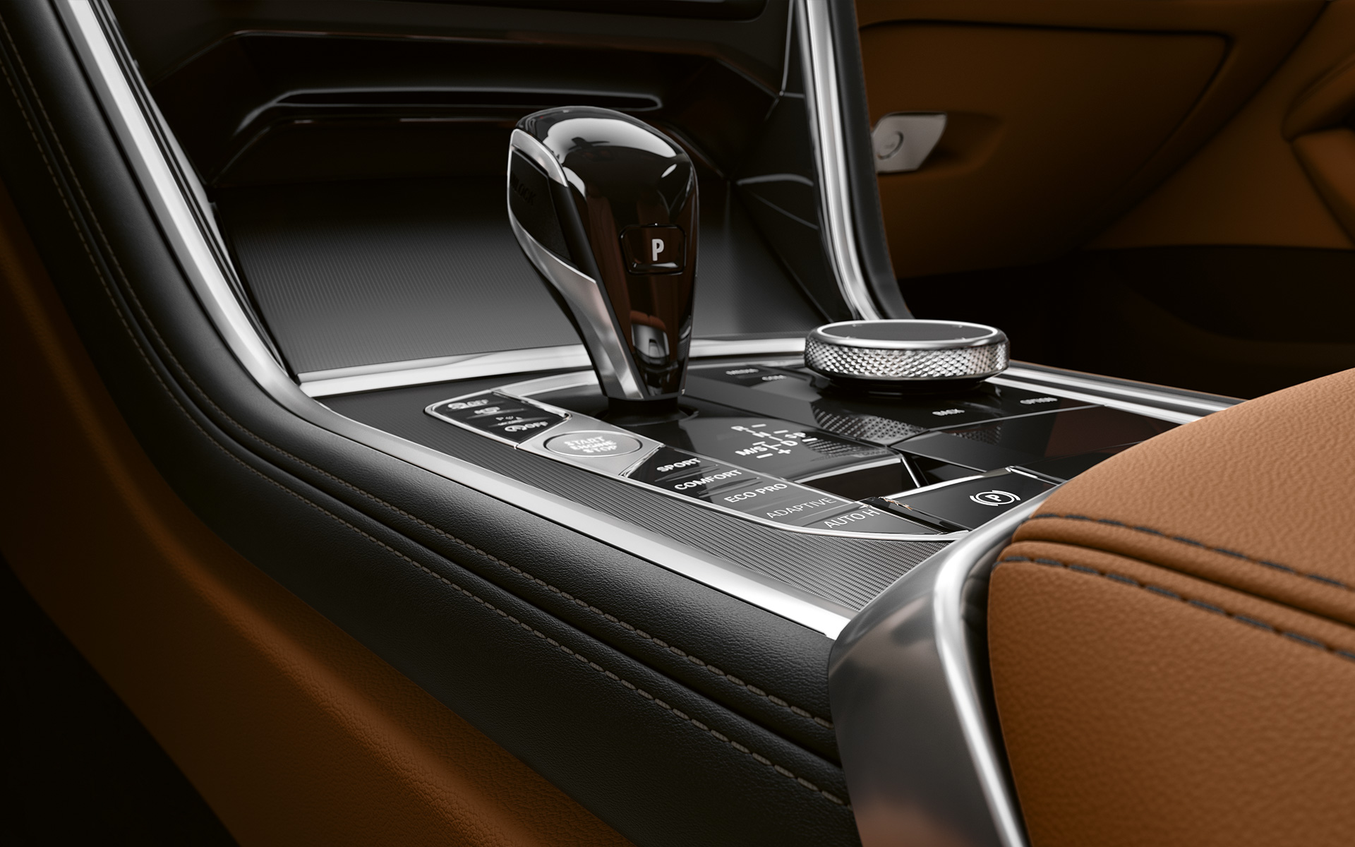 Console central do BMW Série 8 Coupé Foto em closeup do console central do BMW Série 8 Coupé.