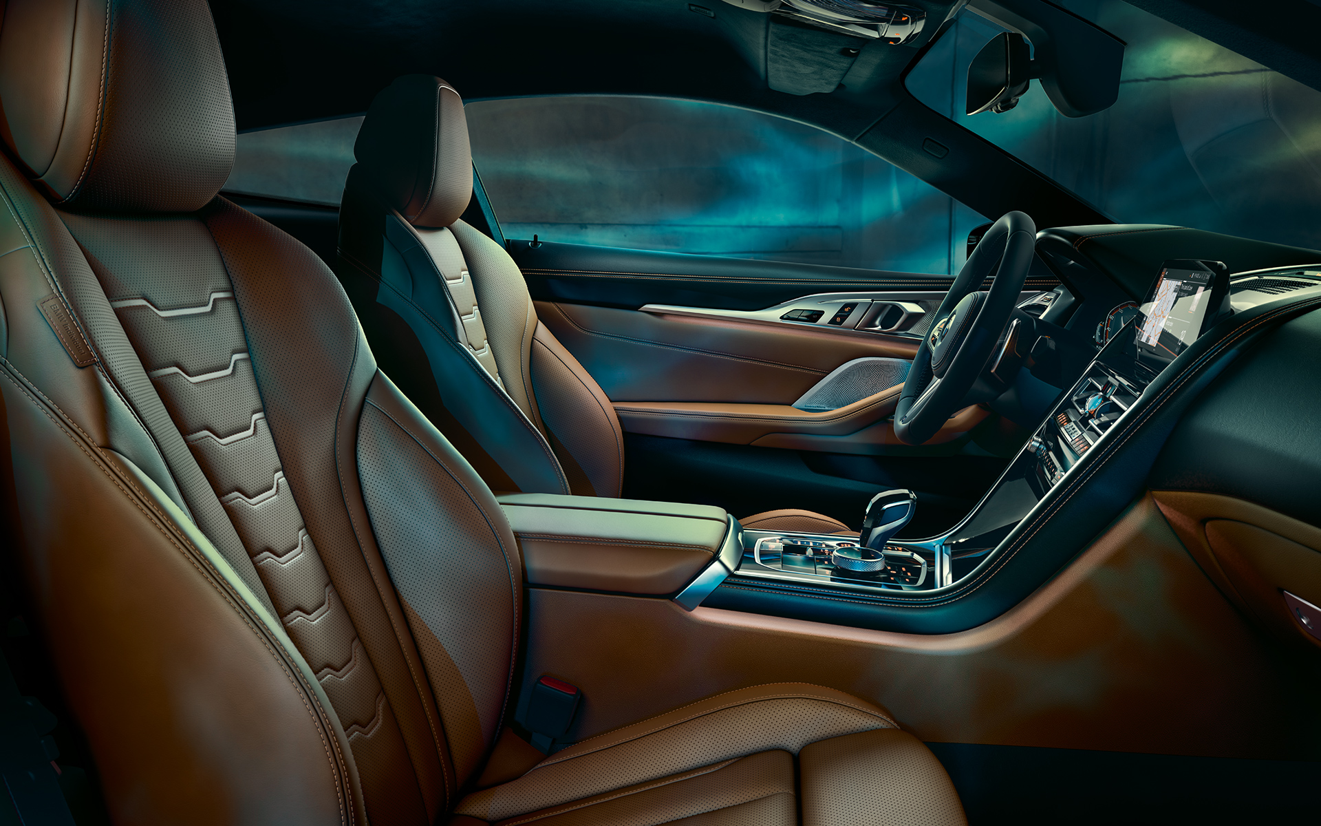 BMW Série 8 Coupé, interior Interior do BMW Série 8 Coupé, focalizando a cabine.