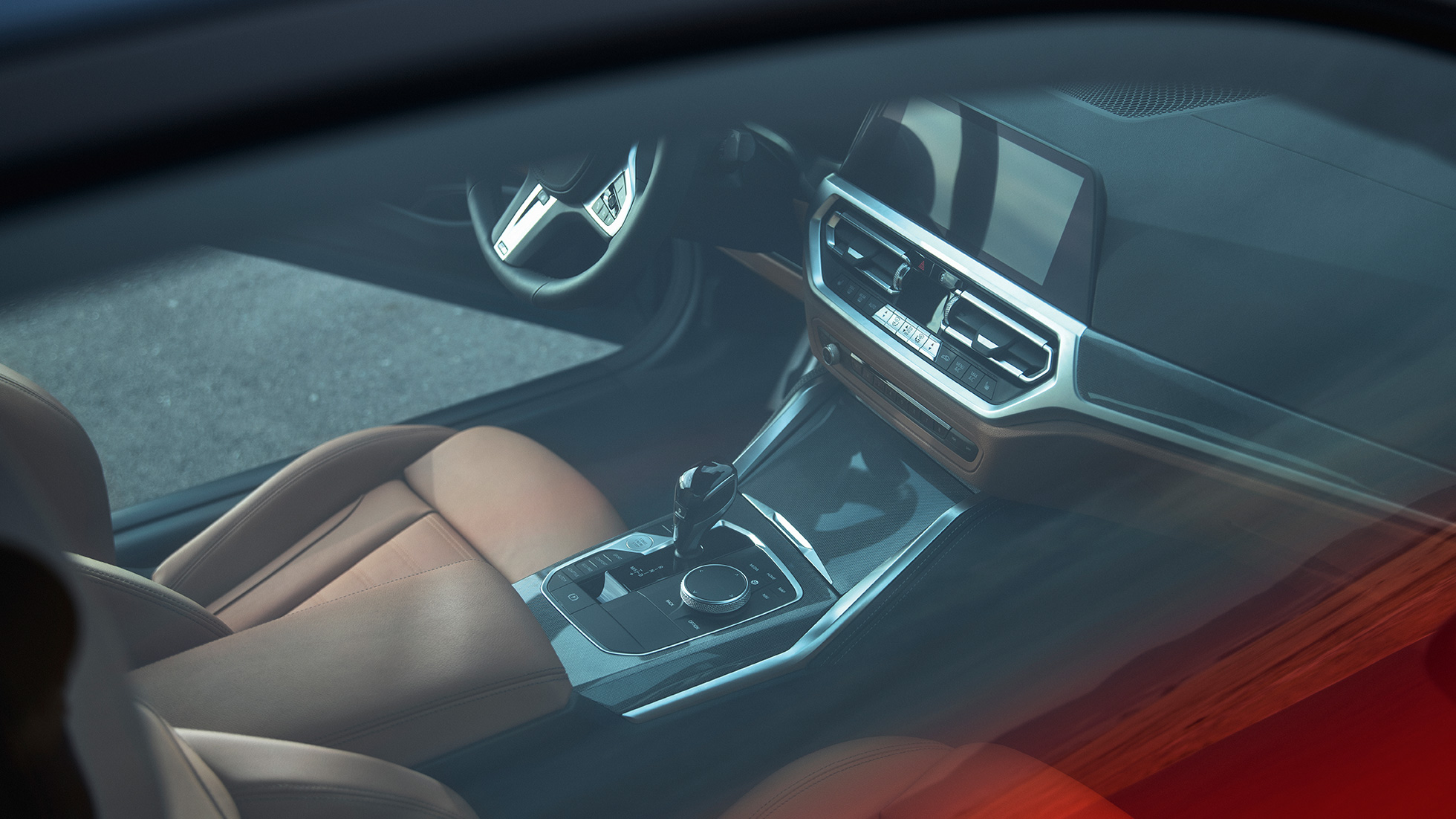 Interior do BMW M440i xDrive Coupé, G22, 2020 Interior do BMW M440i xDrive Coupé, com exterior na tonalidade Arctic Race Blue metálico, G22, 2020,