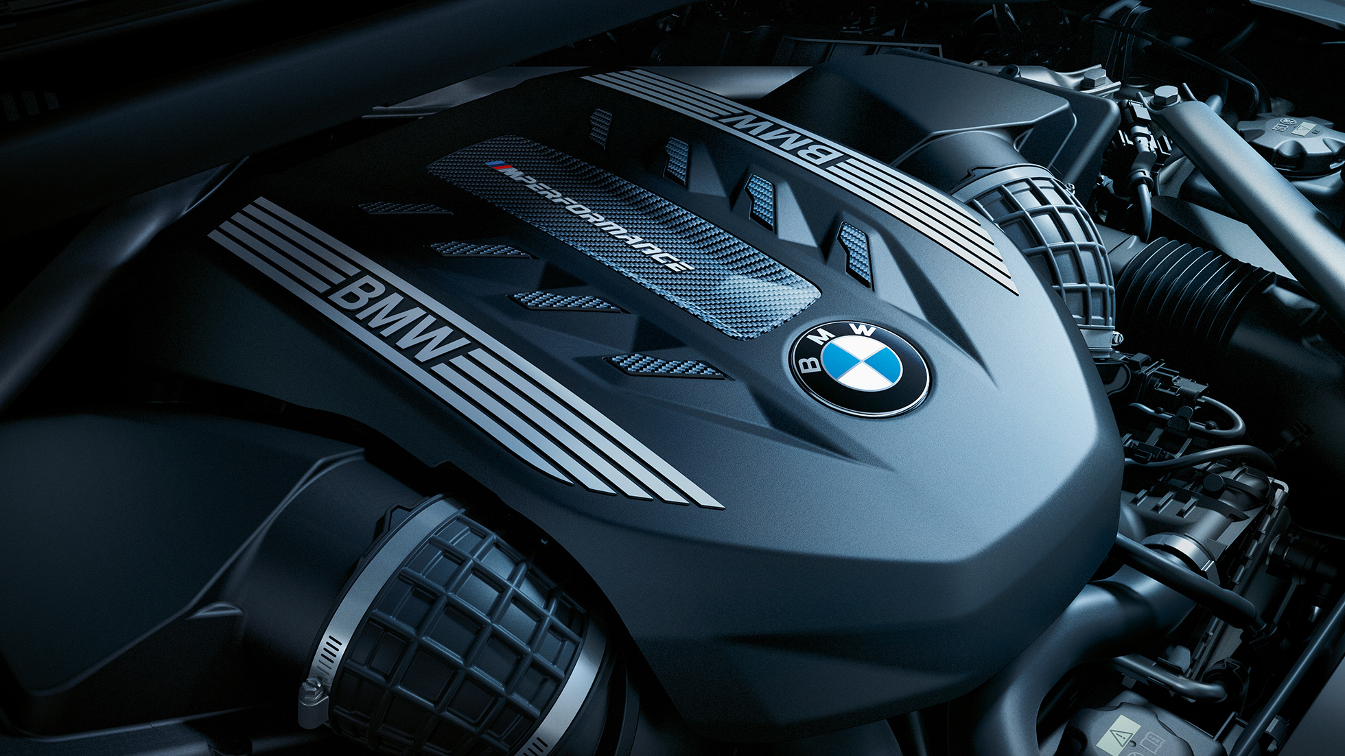 Motor do BMW X6. Visão ampliada do motor do BMW X6.