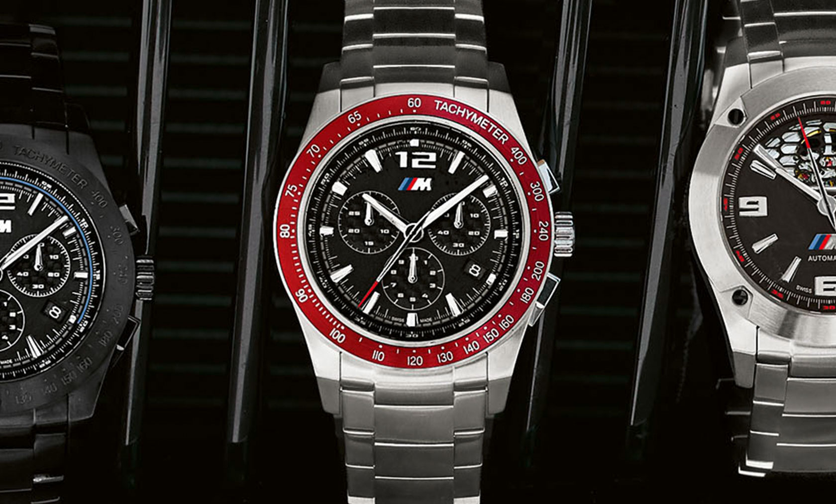 Pulseira de metal do BMW M Watch Chrono. Esta é uma foto de produto da pulseira de metal BMW M Watch Chrono.