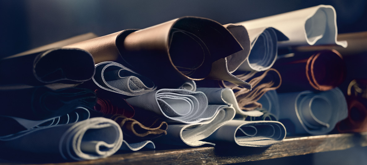Rolos de couro artesanal utilizado na tapeçaria dos veículos BMW Rolos de couro artesanal utilizado na tapeçaria dos veículos BMW