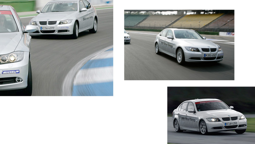 BMW cor prata sendo pilotado em pista com ajuda do Instrutor de pista BMW BMW cor prata sendo pilotado em pista com ajuda do Instrutor de pista BMW