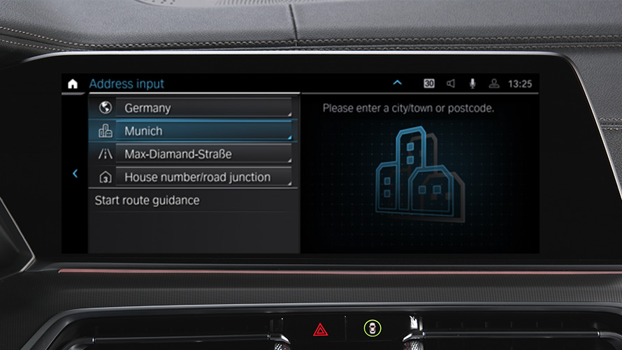 BMW Maps, Atualização Remota de Software da BMW Close-up do sistema de navegação por mapas da BMW, exibindo a Atualização Remota de Software
