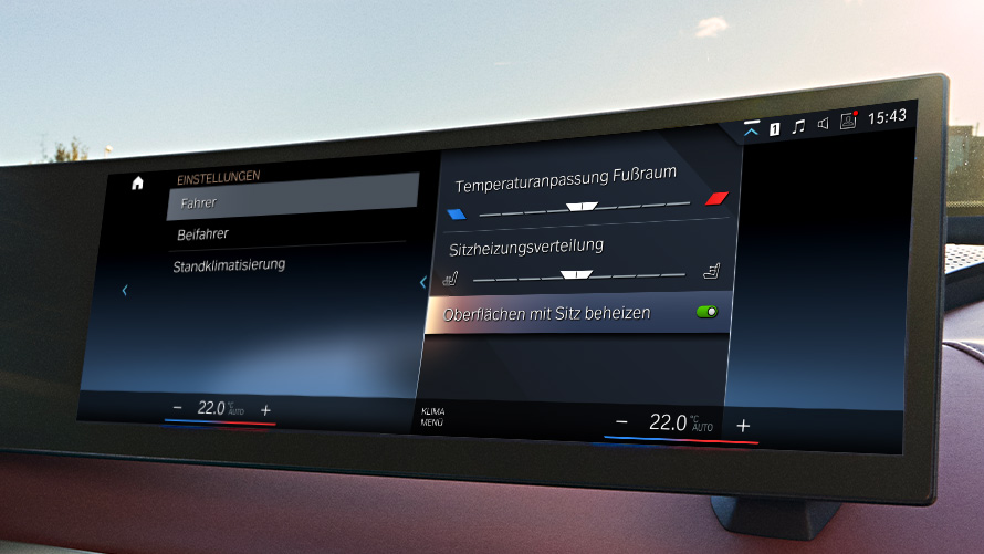 Tela do Curved Display no Sistema Operacional 8, menu de climatização