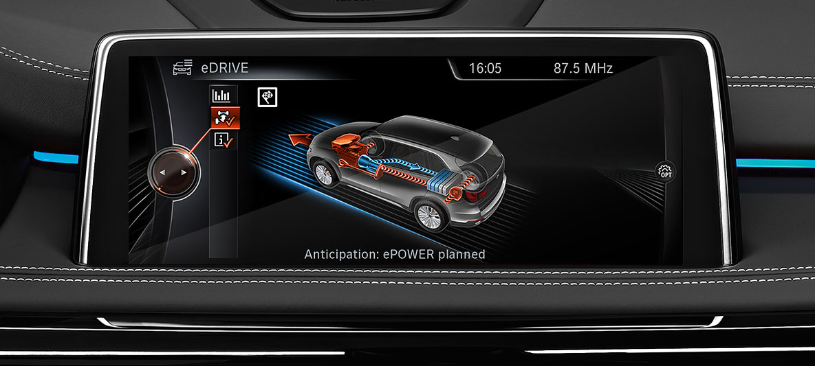 Informações do BMW eDrive sendo mostradas na tela do BMW ConnectedDrive Informações do BMW eDrive sendo mostradas na tela do BMW ConnectedDrive