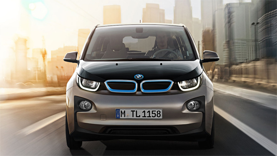 BMW i3 cinza, visão frontal BMW i3 cinza, visão frontal