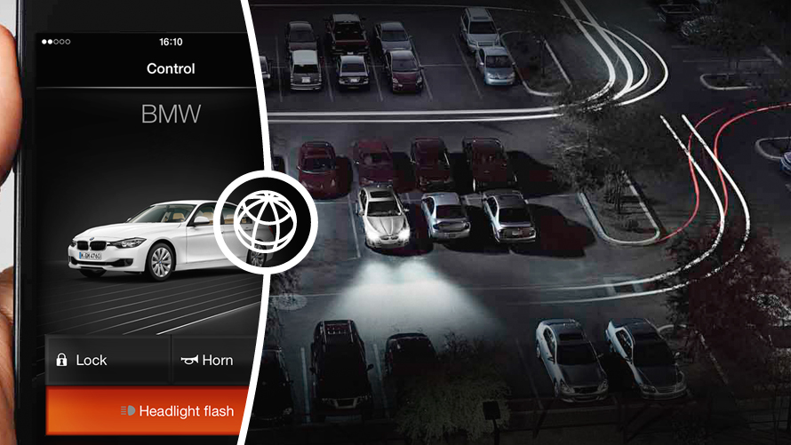 Serviços remotos sendo mostrado na tela do BMW ConnectedDrive Serviços remotos sendo mostrado na tela do BMW ConnectedDrive