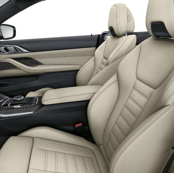 Sport seats with upholstery in Exclusive Leather BMW 4 Series Convertible G23 2020 Model M Sport interior 